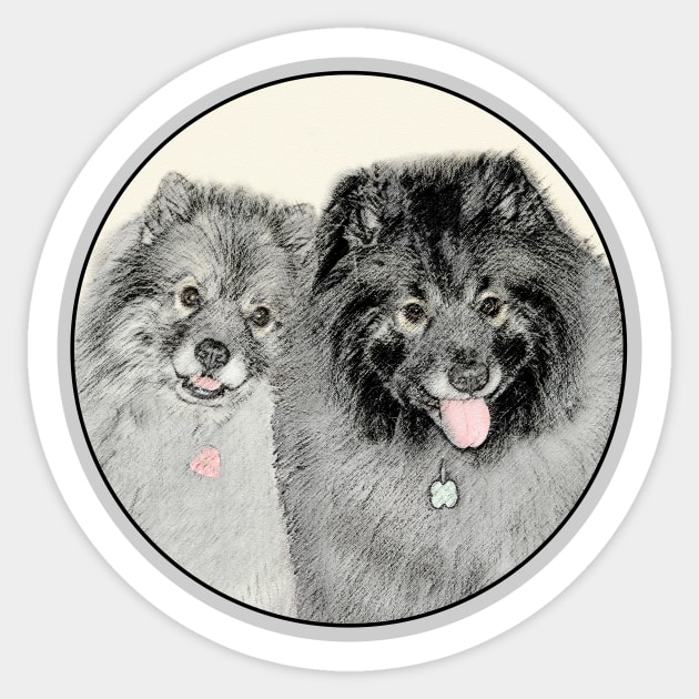 Keeshond Mom and Son Sticker by Alpen Designs